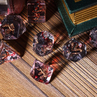 Crimson Veil: Rogue's Deception 7-Dice Set with Gilded Triple Dagger Inlay