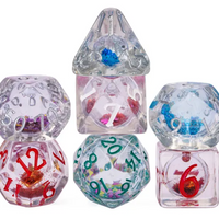 Random Liquid Core Dice 7-Dice Set | Resin Dice w/Liquid Glitter Inside