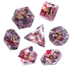 Crimson Veil: Rogue's Deception 7-Dice Set with Gilded Triple Dagger Inlay