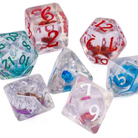 Random Liquid Core Dice 7-Dice Set | Resin Dice w/Liquid Glitter Inside