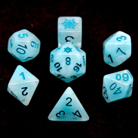 Lake Blue Blizzard's Embrace: Snowflake D&D 7-Dice Set w/Snowflake Emblem