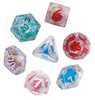 Random Liquid Core Dice 7-Dice Set | Resin Dice w/Liquid Glitter Inside