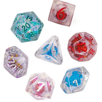 Random Liquid Core Dice 7-Dice Set | Resin Dice w/Liquid Glitter Inside