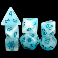 Lake Blue Blizzard's Embrace: Snowflake D&D 7-Dice Set w/Snowflake Emblem