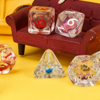 Random Liquid Core Dice 7-Dice Set | Resin Dice w/Liquid Glitter Inside