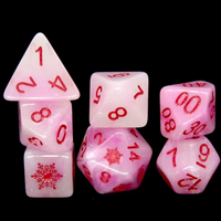 Pink Blizzard's Kiss: Snowflake D&D 7-Dice Set w/Snowflake Emblem
