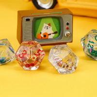 Random Liquid Core Dice 7-Dice Set | Resin Dice w/Liquid Glitter Inside