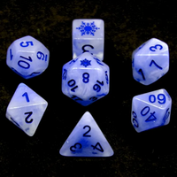 Midnight Frost: Deep Blue Snowflake D&D 7-Dice Set w/Snowflake Emblem
