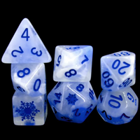 Midnight Frost: Deep Blue Snowflake D&D 7-Dice Set w/Snowflake Emblem