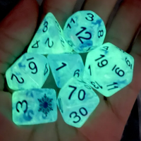 Midnight Frost: Deep Blue Snowflake D&D 7-Dice Set w/Snowflake Emblem