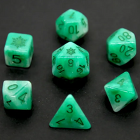 Emerald Blizzard: Green Snowflake D&D 7-Dice Set w/Snowflake Emblem