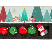 Christmas Dice Candles | 4x 30mm D20 Candles + 1 Mystery Christmas Themed Candle