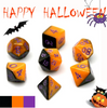 Half-Half Dice Orange & Black  7-Dice Set DND RPG Dice Purple Ink Halloween