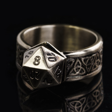 Dice Ring Silver Metal Triquetra – DND Convention & Cosplay Jewelry