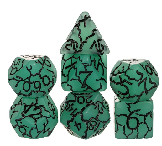 Jade Crackle Nexus: 7-Dice RPG Set