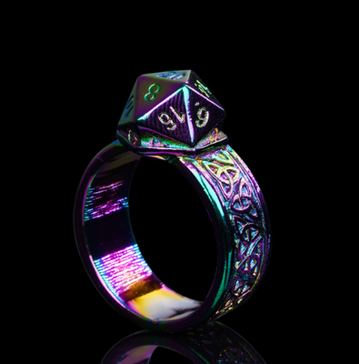 Dice Ring Rainbow Metal Triquetra | DND Convention Cosplay