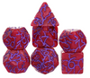 Crimson Twilight Veil Crackle Nexus: 7-Dice RPG Set