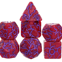 Crimson Twilight Veil Crackle Nexus: 7-Dice RPG Set