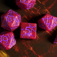 Crimson Twilight Veil Crackle Nexus: 7-Dice RPG Set
