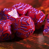 Crimson Twilight Veil Crackle Nexus: 7-Dice RPG Set