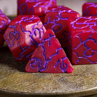 Crimson Twilight Veil Crackle Nexus: 7-Dice RPG Set
