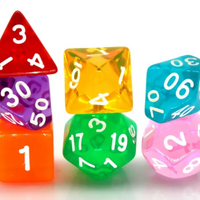Mixed Rainbow 7-Dice Set w/White Numbers Dnd Dice Set