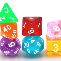 Mixed Rainbow 7-Dice Set w/White Numbers Dnd Dice Set