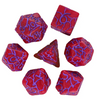 Crimson Twilight Veil Crackle Nexus: 7-Dice RPG Set
