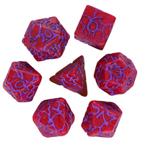 Crimson Twilight Veil Crackle Nexus: 7-Dice RPG Set