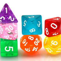 Mixed Rainbow 7-Dice Set w/White Numbers Dnd Dice Set