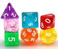Mixed Rainbow 7-Dice Set w/White Numbers Dnd Dice Set