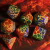 Mystic Aurora Crackle Nexus: 7-Dice RPG Set Translucent with Gold Crackle Effect