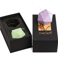 2x Dice Candle | 55mm Candle Dice with Carton Packaging (Purple/Green)