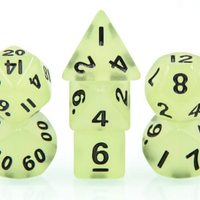 Green Glow 7-Dice Mini-Dice RPG Set Glow-in-Dark Miniature Dice