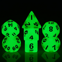 Green Glow 7-Dice Mini-Dice RPG Set Glow-in-Dark Miniature Dice