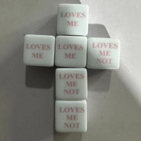 16mm "Loves Me, Loves Me Not" White Dice with Pink Print