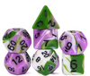 Aasimar's Pain 7-Dice Set Blended Green/Purple/White w/Black Numbers Dnd Dice
