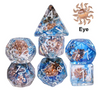 Divine Radiance: Paladin's Celestial Sun Dice Set | Blue & Clear Sun Dice
