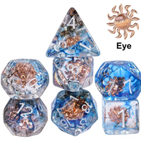 Divine Radiance: Paladin's Celestial Sun Dice Set | Blue & Clear Sun Dice