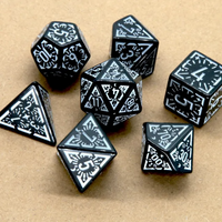 Arcane White Glyph Polyhedral Dice Set | 7-Dice Black & White