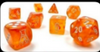 Borealis® Polyhedral Blood Orange/white Luminary™ 7-Die Set (with bonus die)