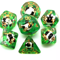 Football Themed 7-Dice Set Green w/ Soccer Ball Inside w/Gold Dnd Dice