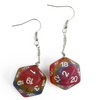 Rainbow Glitter Dice Earrings: D20 Dice Spinning Colors Nerdy RPG Jewelry