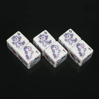 (White) Unicorn Dice | Printed d6 Dice Featuring Fantasy Animal Numbered