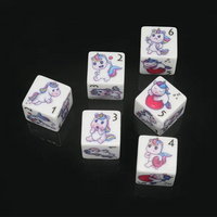 (White) Unicorn Dice | Printed d6 Dice Featuring Fantasy Animal Numbered