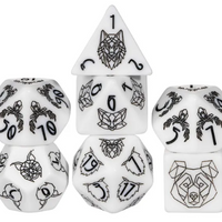 Unleash the Wild: Beast Dice - White 7-Dice Set with Black Beast Emblems for RPGs