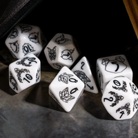 Unleash the Wild: Beast Dice - White 7-Dice Set with Black Beast Emblems for RPGs