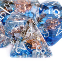Divine Radiance: Paladin's Celestial Sun Dice Set | Blue & Clear Sun Dice