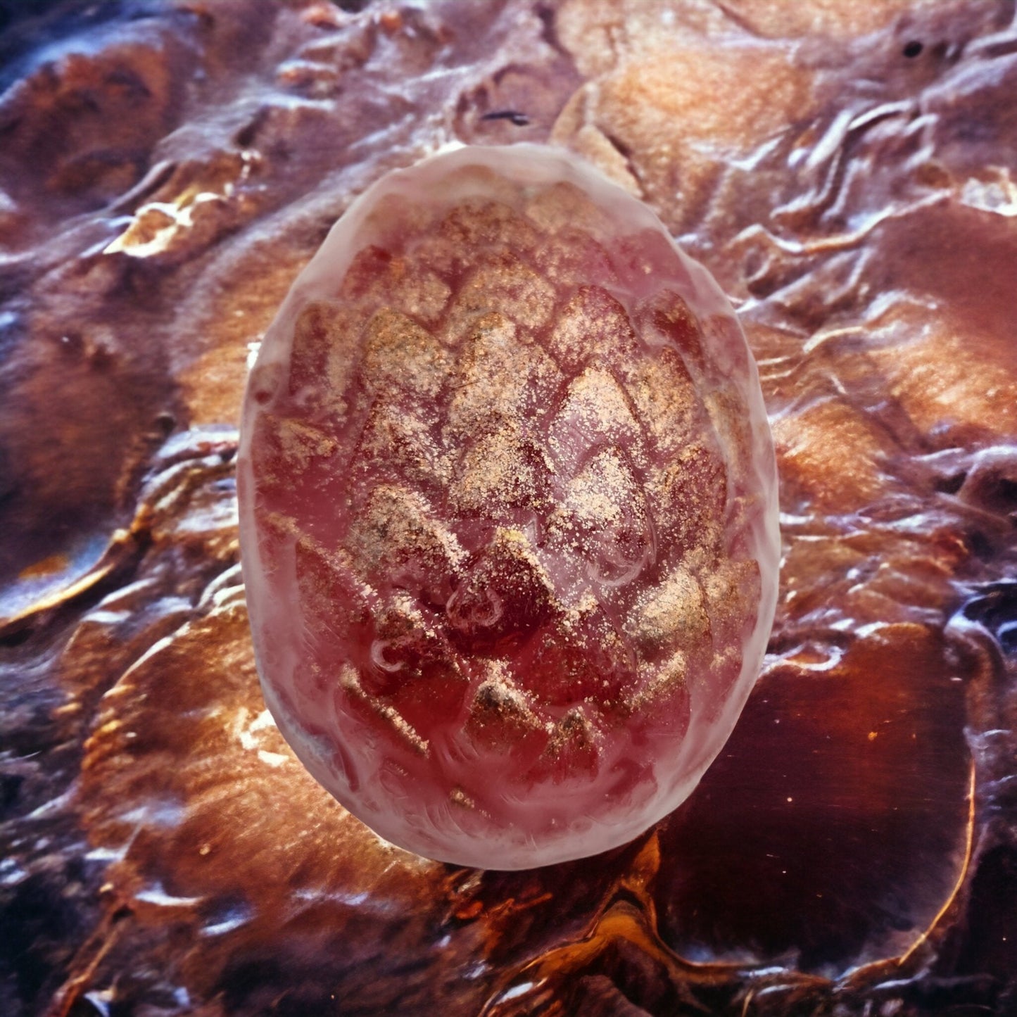 Pink Dragon Egg Soap with Hidden 7-Piece Dice Set