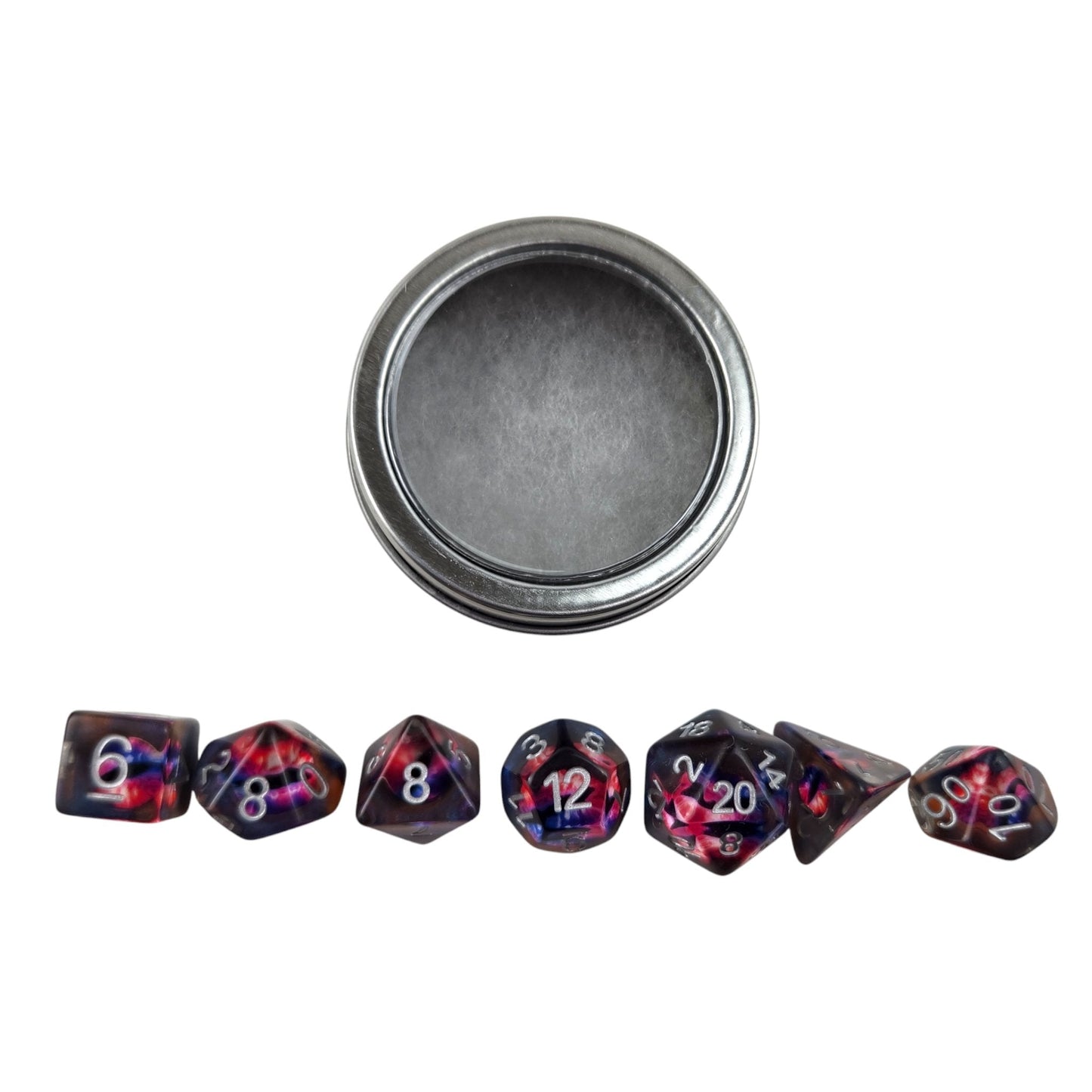 Dragon Eye Dice Set — Purple, Blue & Bright Pink